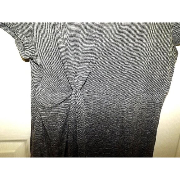 Three Seasons Maternity L Gray Stripe Short Sleeve Dress Front Knot Knee Length - Picture 4 of 6